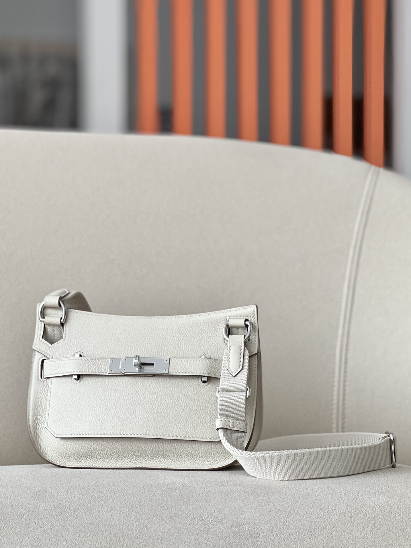 Hermes Jypsiere Mini Shoulder Bag In White Clemence Leather